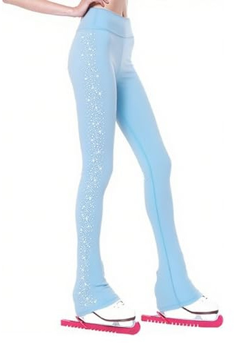 LIUHUO Eiskunstlauf-Hosen Mädchen Training Tragen Qualität Kristalle Schwarz Kind Skating Leggings,Himmelblau