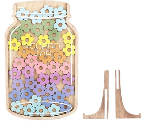 Reward Jars on Kids, Behavior Incentive Jar with 45 Star Tokens and Visual Motivation System, for Behavior Management, Classroom, Parenting Aid, Teachers, School, Reading, 5.91x9.84 Inches