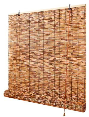Naturale Tenda a Rullo in Bambù per Esterno Impermeabili 50 90 100 140 150 160cm Tapparella Bamboo Avvolgibile Tende Veneziane Legno Anti-UV Privacy Per Giardino Gazebo Personalizzate(W90xH100cm)