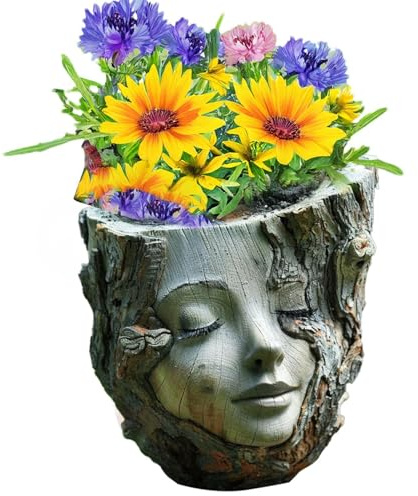 Maceta de cara de mujer, jarrón de resina, bonito soporte escultórico para plantas, contenedor estético para decoración de interiores y exteriores, mesa de café, regalo de cumpleaños para mujeres