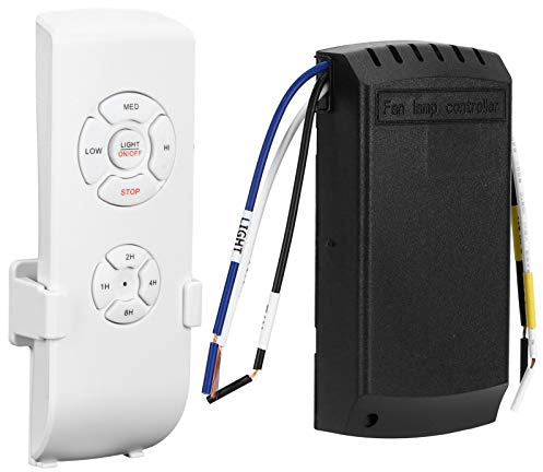 Pssopp Kit de Control Remoto y Receptor Universal para Ventilador de Techo, Control Inalámbrico 3 en 1 con Velocidad, Luz y Temporizador, para Ventiladores de Motor AC como Harbor