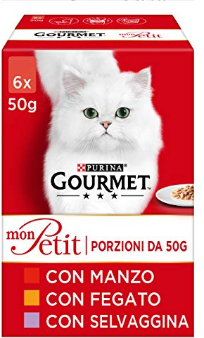 Purina Gourmet Mon Petit Humide Chat avec Boeuf, Foie et gibier, 48 Enveloppes de 50 g