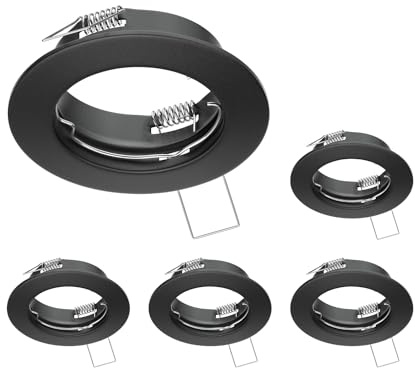 ledscom.de 5 pz. cornice da incasso a soffitto FERE, rotonda, nero opaco