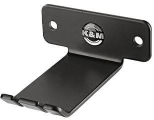 K&M 16311 Soporte de pared para auriculares, negro, con placa de acero - para auriculares supraaurales
