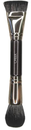 Studio10 Double Ended Vegan Cheek Brush for Blusher Bronzer and Contour Soft Cruelty Free Makeup Brush for Mature Skin Cream or Powder Application Blending Sculpting and Natural Definition