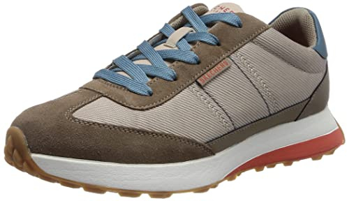 Skechers Retro Wind, Sneaker Donna, Maglia Duraleather Blu Scamosciato Tortora, 38 EU
