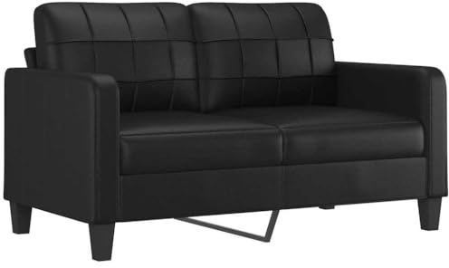 vidaXL Sofá de 2 plazas de Cuero sintético Negro 140 cm, sofá, sofá de Dos plazas, Asientos de salón, sofás, sofá tapizado, sofá de 2 Personas
