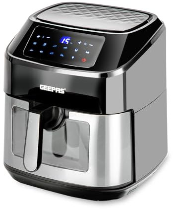 GEEPAS Vortex 9.2L Digital Air Fryer | Family-Sized 9-in-1 Convection Air Fryer with LED Touchscreen 60 Min Timer & Non-Stick Basket | Temp(50-200°C), Oil Free Toaster Oven | 2 Years Warranty, 1800W