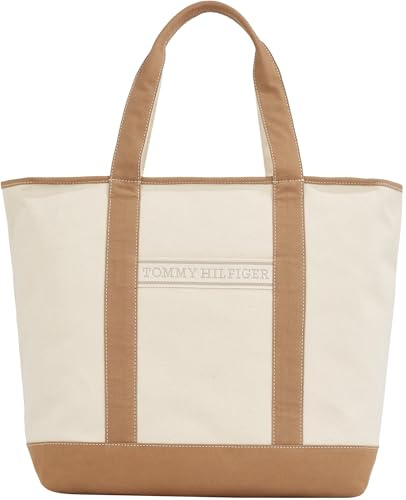 Tommy Hilfiger Damen Tote Bag Tasche Summer Canvas Tragetasche, Beige (Safari Canvas), Einheitsgröße