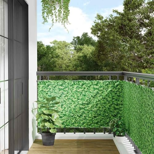 Gecheer Paravent de jardin avec aspect pierre, brise-vent, diviseur, brise-vue, pare-brise pour balcon, paravent extérieur, écran de confidentialité, pare-vent, clôture de jardin, vert 500x120 cm PVC