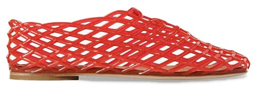 Jelly Mesh Ballet Flats for Women Clear Hollow Shoes Comfortable Summer Slip-on Ballerina PVC Jellies Shoes for Women Red