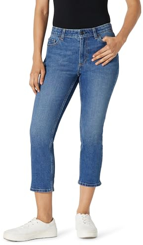 Amazon Essentials Vaqueros Tipo Capri de Tiro Medio, Corte Ajustado y Elasticidad Media Mujer, Azul Medio Vintage, 48