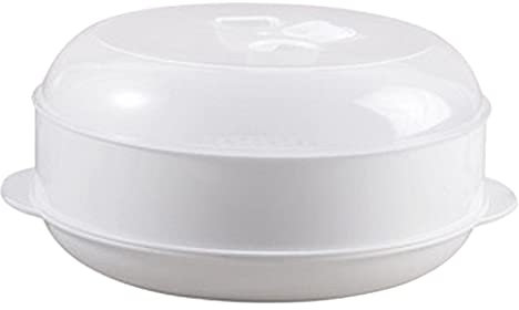 DXEHSEUY Il vapore rotondo dell'alimento di microonde BPA libera la fila bianca S 1 del vapore del riscaldamento