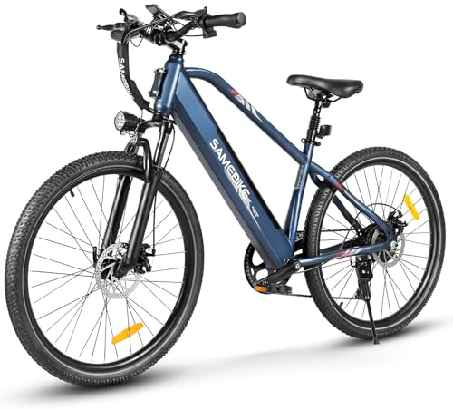 SAMEBIKE Electric Mountain Bike for Adults 27.5 - 120km Max Range 540Wh Battery Dual Suspension 7-Speed E-Bike with 250W Motor & Mechanical Disc Brakes for UK Roads & Trails.