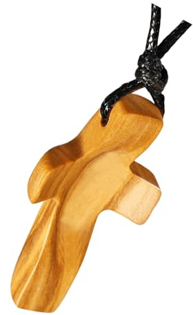 Collar de cross de madera oliva - Colgante de Madèra Crosš | Oración del pulgar Crosš Decoración de Madèra Estilo nórdico - Regalo de decoración del automóvil de aliento de oración cruzada portátil