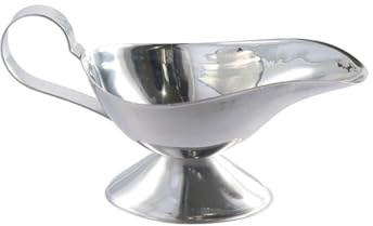 Steel Gravy Boat - 3oz, 5oz & 8oz Small Sauce Boat Jug, Silver Gravy Serving Pourer for Roast Dinner, Christmas, Lunch & Formal Dining(3 oz)