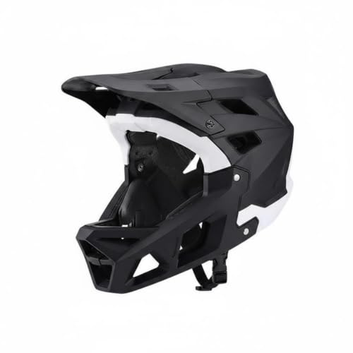Amagogo Adult Bike Headgear Mountain Bike Helmet Full Face Downhill Helmet Men Women PC Impact orbing Foam Extended Coverage Adjustable suitable for downhill, Black White, M 55-58CM