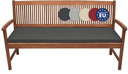 Beautissu Base BK Colchonetas para Bancos Cojines para Bancos con Costura de Rombos - comodísmo y desenfundable - Colchón para Banco de jardín 120x48x5cm Gris Grafito
