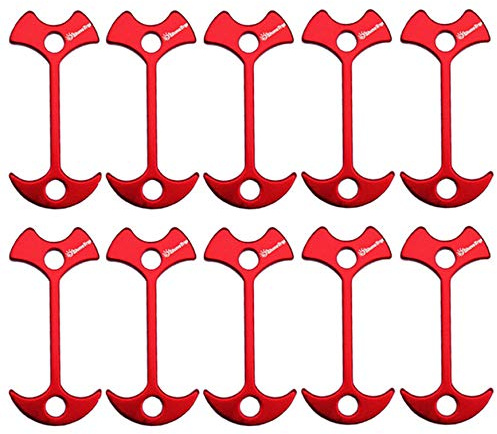 10pcs Fishbone Tent Stakes Pegs Lengthen Deck Nail Anchor Stopper Guyline Tensioner Camping Accessories(Red)
