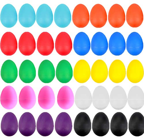 FOVERN1 40-Piece Colorful Maracas Egg Shakers for Kids - DIY Painting Musical Toys (10 Colors)