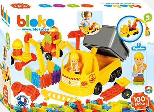 BLOKO - 100er Set Bauwagen - Ab 12 Monaten Konstruktionsspielzeug 1. Alter - 503693