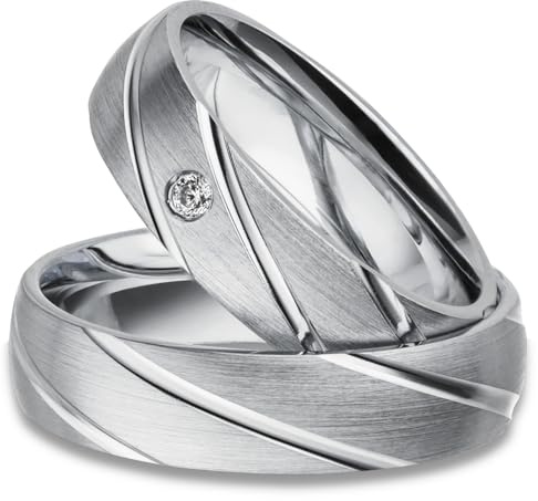 Kolibri Rings - Massive Silber Eheringe Rhodiniert Zirkonia Stein Trauringe Partnerringe Freundschaftsringe 100% Made in Germany - Gravur und Etui