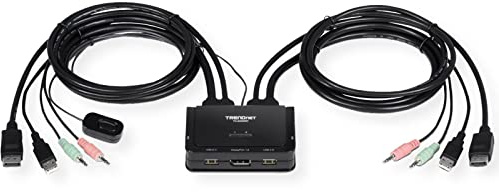 TRENDnet, TK-220DPI, Switch KVM 4K DisplayPort 1.2 2 ports avec audio, 4K UHD (3840 x 2160 @ 60Hz), haut-parleur/microphone 3,5 mm