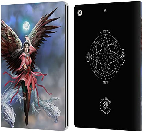 Head Case Designs Offizielle Anne Stokes Air Dragon Weibliche Elementare Leder-Wallet-Hülle Kompatibel mit Apple iPad 10.2 2019/2020/2021