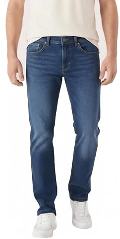 JMOJO Men’s Straight Leg Jeans – Stretch Fit Black & Blue Denim | Classic Men’s Denim for Everyday Style | Comfortable Fit, Jeans for Men UK