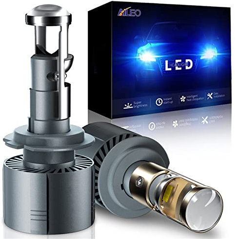 SCOZIA 2 bombillas LED para faros delanteros, LED Canbus Super Mini lente de proyector 80 W bombilla de automóvil 16000LM Kit de conversión, H7