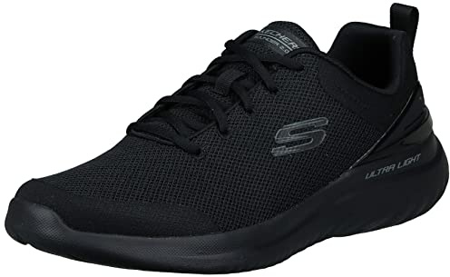 Skechers Bounder 2.0 Nasher, Zapatillas de Deporte Hombre, Malla Negra con Ribete Negro, 47.5 EU