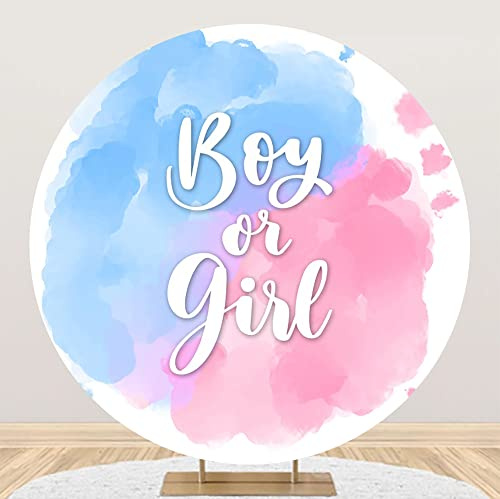 125cm Fondo niño o niña telón de Fondo Redondo bebé género revelación bebé Ducha Fiesta círculo fotografía Cubierta Acuarela Azul Rosa Tinta fotografía Fondo