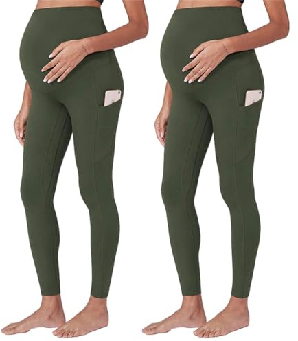 SUIUOI 2 PCS Stretch Legging Grossesse Maternité,Confortablement Taille Haute Pantalon de maternité Sports et Loisirs Confortable Legging Vêtements Grossesse Opaque