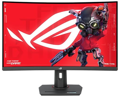 ASUS ROG Strix 32” 1440P USB-C Curved HDR Gaming Monitor (XG32WCS) - QHD, 180Hz, 1ms, Fast VA, Extreme Low Motion Blur Sync, FreeSync, DisplayWidget, Tripod Socket, AI Technology, 3 yr Warranty