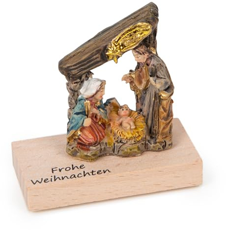 Logbuch-Verlag mini Weihnachtskrippe auf Holz kleine Krippe als Geschenk Frohe Weihnachten Give-Away 5 x 2,5 x 5 cm