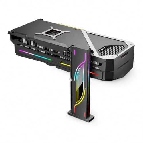 Höjdjusterbar RGB GPU -stativ, 5V 3Pin -grafikkortsupporthållare, Anti SAG -konsol & Magnetisk Bas för PC -grafikkort, Vertical Argb GPU Support Bracket (Svart)