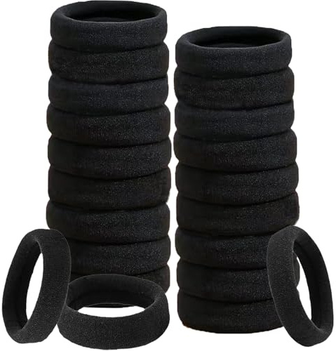 Hair bands for Women, 40 Pcs Soft Hair Ties No Damage, Seamless Hair Bands for Thick Curly Hair Ponytail Holders Hair Accessories for Women. (Black Colour)
