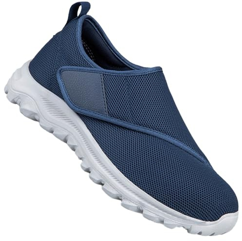 Aocase Zapatos Ortopédicos Ligeros Hombre Zapatillas pie Diabetico Hombre Verano Mocasines sin Cordones para DiabéTicos Pies Hinchados Zapatillas Cómodas Ancho Especial,Azul,45 EU