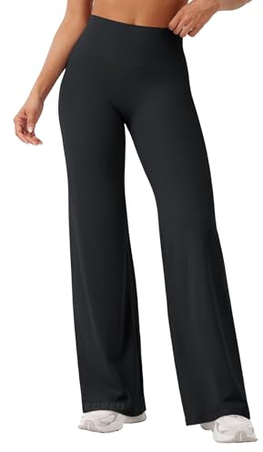YEOREO Women Straight Leggings Sports Flared Leggings Black