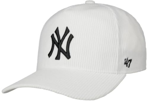 47 Brand Gorra MLB Yankees Thick CordBrand Mujer/Hombre - Curved Brim Cap de Beisbol Pana Snapback, con Visera Verano/Invierno Primavera Verano Otoño Invierno - Talla única Blanco