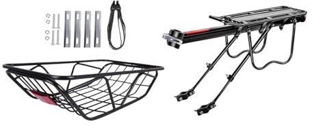 KiBcsLic Cesta de Bicicleta Trasera de Acero Al Carbono para Adultos Solución para Equipaje Organizador de Objetos Y Transporte de Mascotas Apta para Viajes Y, W Shaped