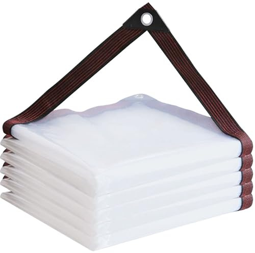 Lona Impermeable con Ojales 1 x 2.4 m 450 G M² con Ojales Duradera Resistente a Los Rayos UV Desgarros Lona Transparente Exterior para Jardín, Piscina y Remolque, A