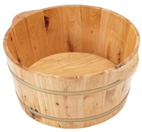 ROGONPDK Rund fotbadkar trä fotbad hink fotbad hink | Träfot blötläggning handfat 36,5 × 18 cm, för privata hushåll, bastu, hotell osv
