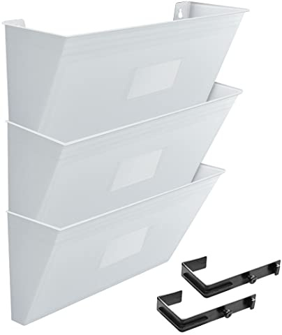 Acrimet Organisateur Mural pour Dossiers Modulaires en Plastique, format Lettre A4 (crochets inclus) (Couleur Blanc) (Lot de 3)