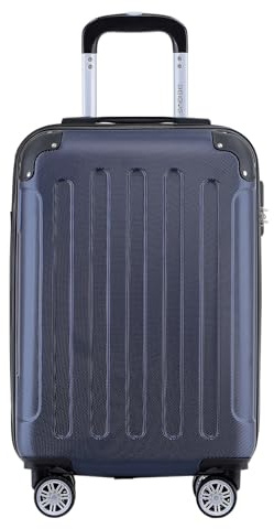 BEIBYE- Hartschalenkoffer Koffer Trolley Rollkoffer Reisekoffer Zahlenschloß 4 Zwilings-Rollen (Dark-Blue, Small-55cm)