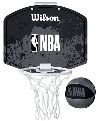 Wilson NBA Team Mini Basketball Korb, Kompakte Größe und Robuste Bauweise, Einfacher Aufbau und Dynamisches Design, Farbe: Schwarz/Grau
