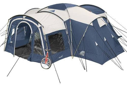 Skandika Nimbus Sleeper för 8 personer | Campingtält med 3 svarta sovkabiner, vattentät, 5 000 mm vattenpelare, 2,15 m ståhöjd, förskjutbar frontvägg, stort vardagsrum med tält