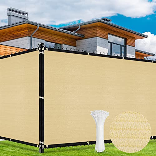 Duerer Rete Ombreggiante 1.8m x 15.2m Telo Ombreggiante Frangivista Rete per Recinzioni Giardino 170g/m² Alta densità Tessuto con Fascette per All'aperto Privacy Terrazzo Balcone (Sabbia)