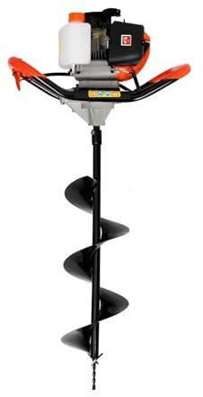 JINPRDAMZ Broca de Tierra de Gasolina de 2 Tiempos, 1,7 kW, 52 CC, con batería, para Gasolina, para estaca, Gran Capacidad de 1,7 kW, Taladro de Tierra (sin perforación)