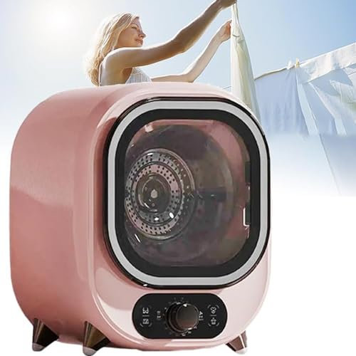 DPQYJPP Asciugatrice Piccola, Asciugatrice Portatile a condensatore 0-200 Minuti Aria Calda Fredda Asciugatura 3D Asciugatrice ventilata 5 kg 35 Db, per l'uso su ripiano o a Parete,Pink